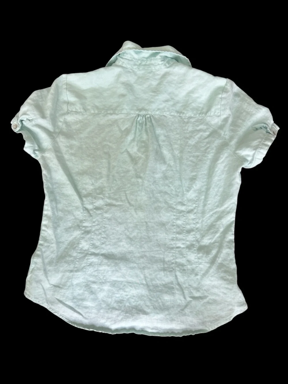100 linen  Button-Up LShirt size M mint - Picture 2 of 5